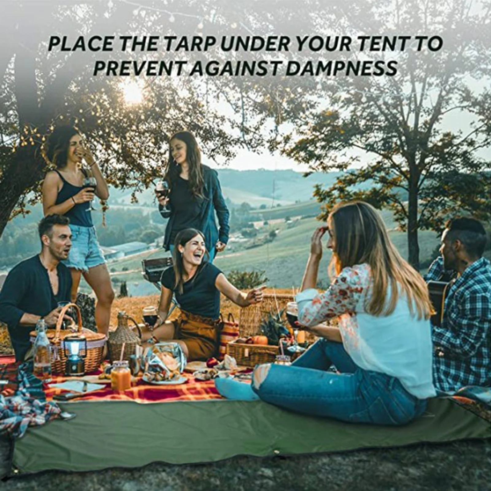 

Hiker Camping Tarp, Waterproof Picnic Mat, Multifunctional Tent Footprint With Drawstring Carrying Bag For Picnic, Hiking
