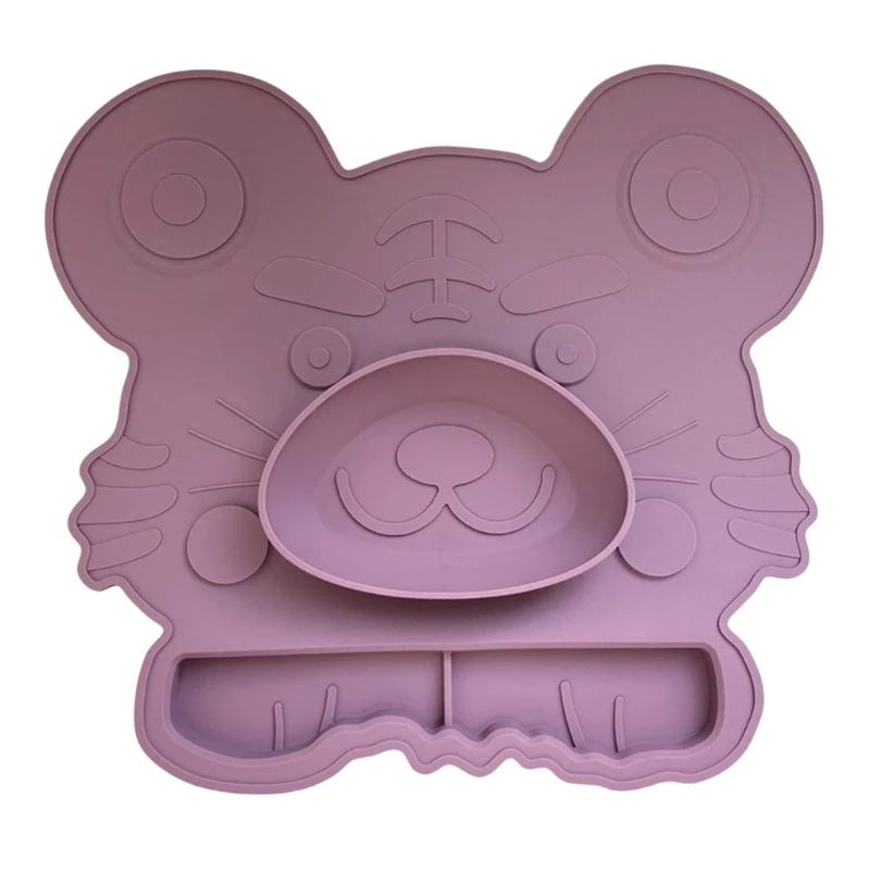 

Cute Cartoon Tiger Food Catching Baby Placemat with Bowl Groove Pockets Toddler Infant Reusable Silicone Non-Slip Suction