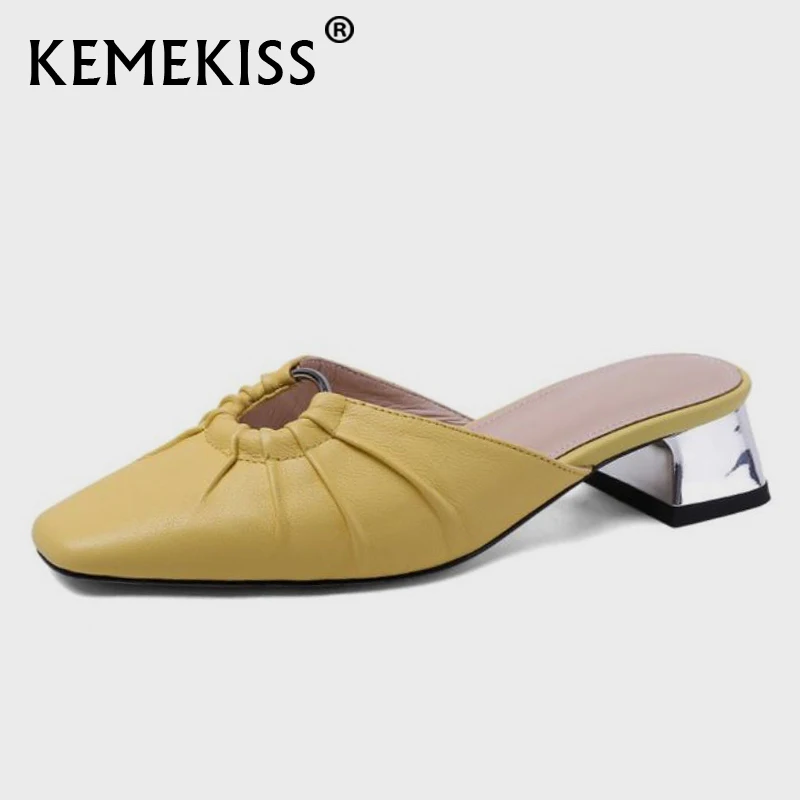 

KemeKiss New Women Sandals Genuine Leather Thick Heel Summer Shoes Women Fashion Cool Shoes Women Footwear Size 34-39