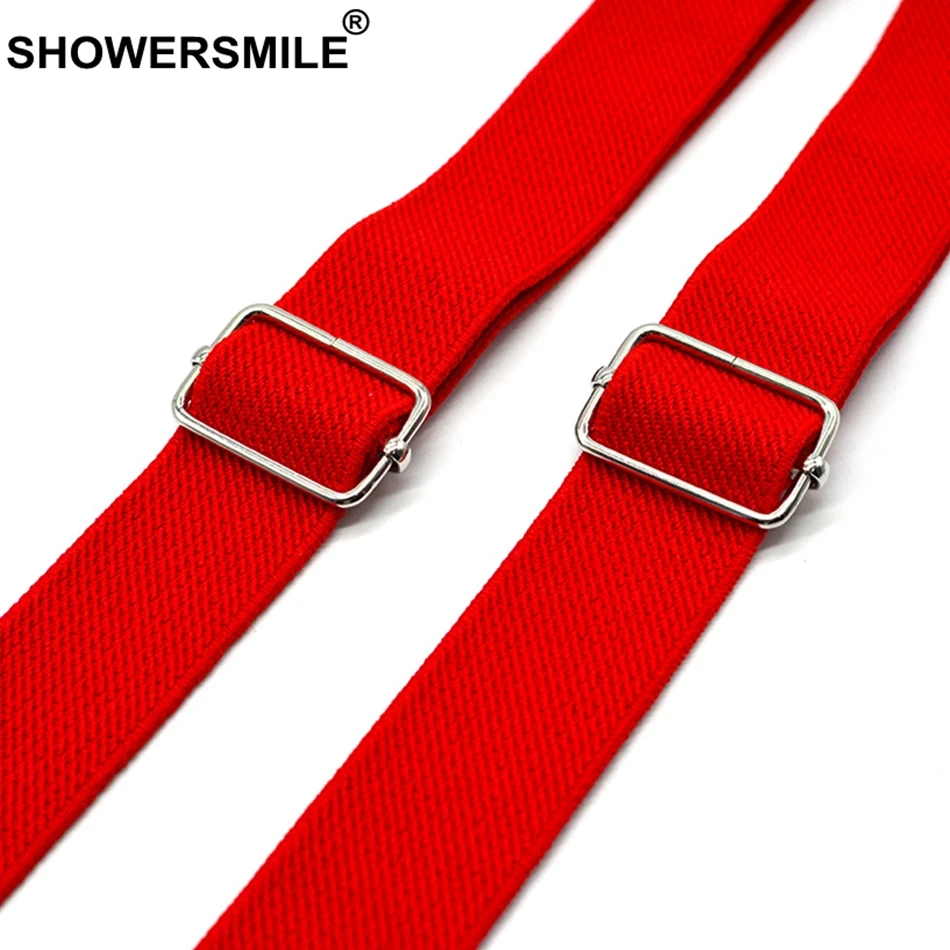 Детские подтяжки с галстуком бабочкой Shower Smile однотонные красные на лямках для