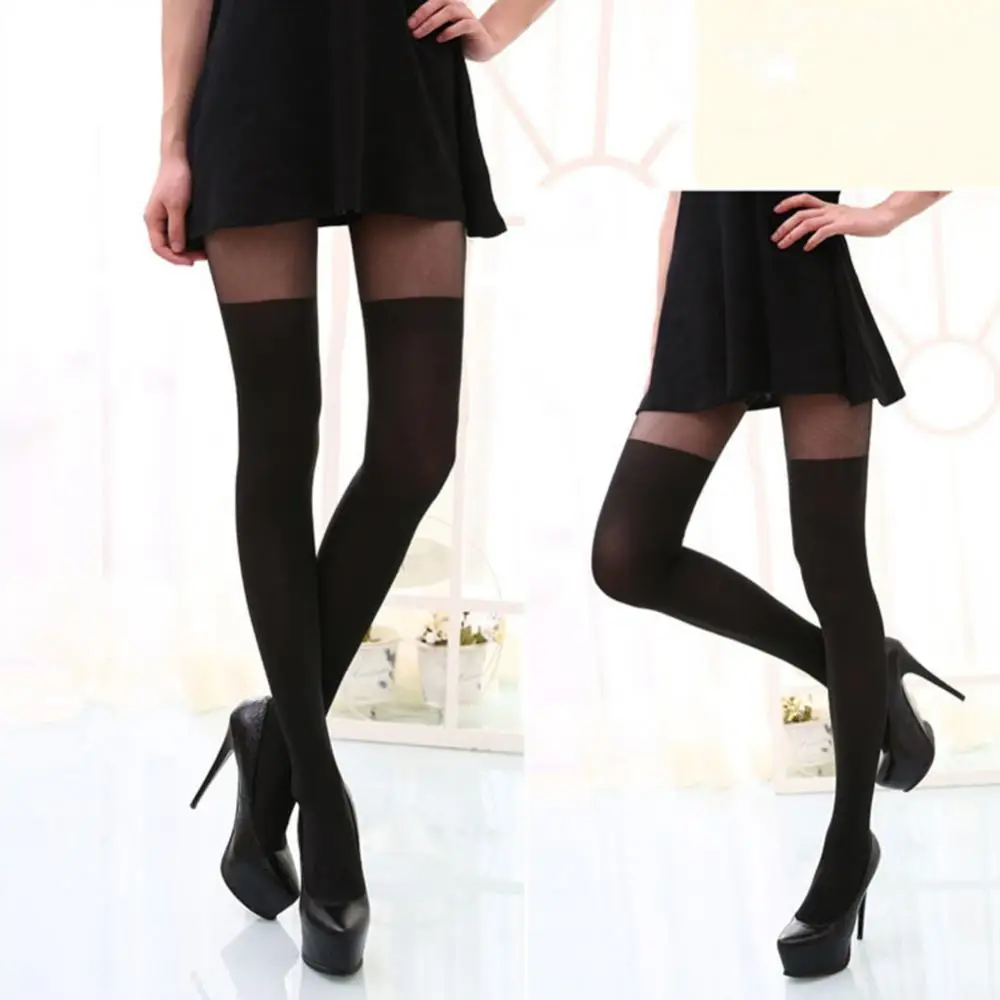 

70% Hot Sell Black Mixed Colors Gipsy Mock Ribbed Over the Knee Tights Thigh High Pantyhose