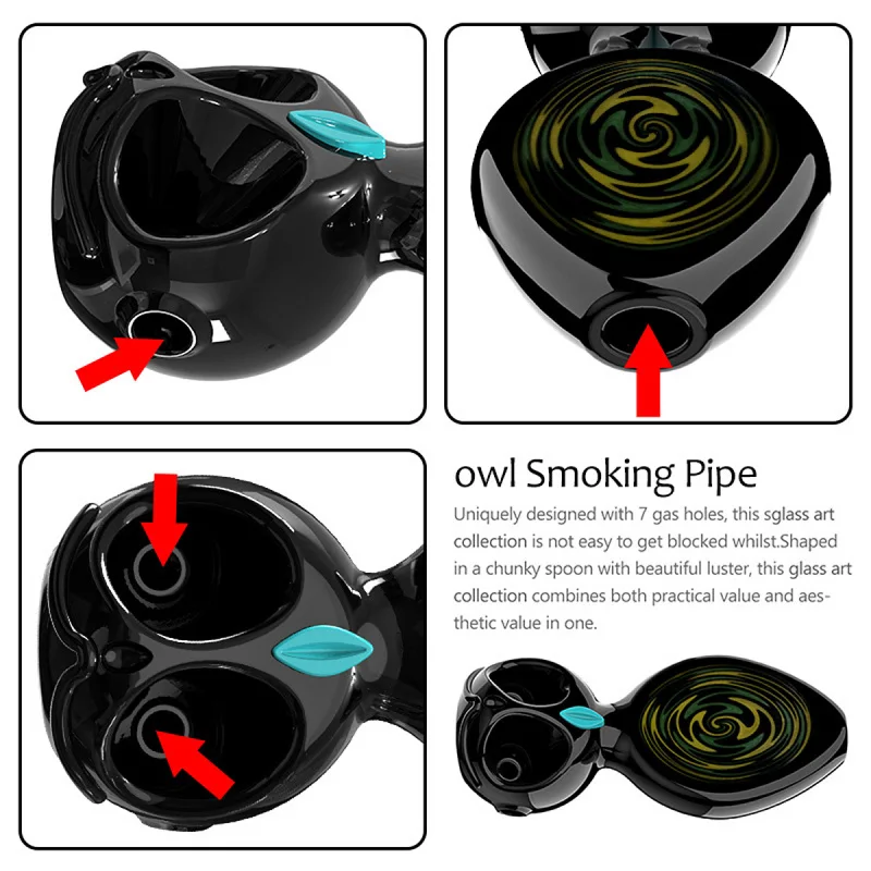 

Creative Smoking Pipe Portable Glass Pipe tobacco Herb Available Pipes Owl pattern Tobacco Tube tobacco Pipes Cigar Accessories