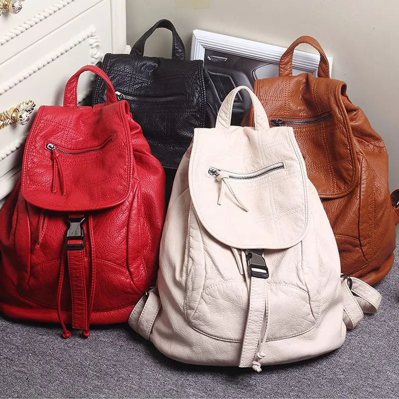 

Luxury Famous Brand Designer Washed Leather Women Backpack Female Shoulders Bag Teenager School Bag backpack