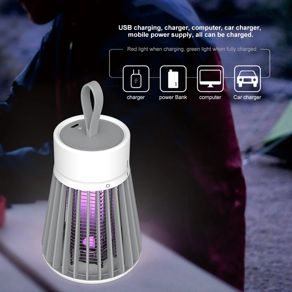 PHYVAL электрическая лампа убийца комаров USB перезаряжаемая портативная УФ 360