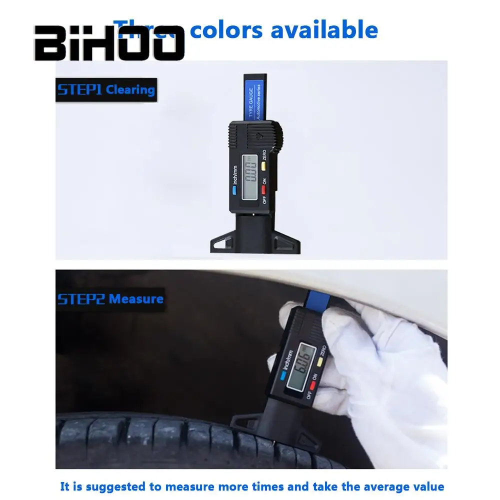 

0-25mm Tyre Tire Tread Depth Gauge Car LCD Digital Wheel Vernier Measuring Tool