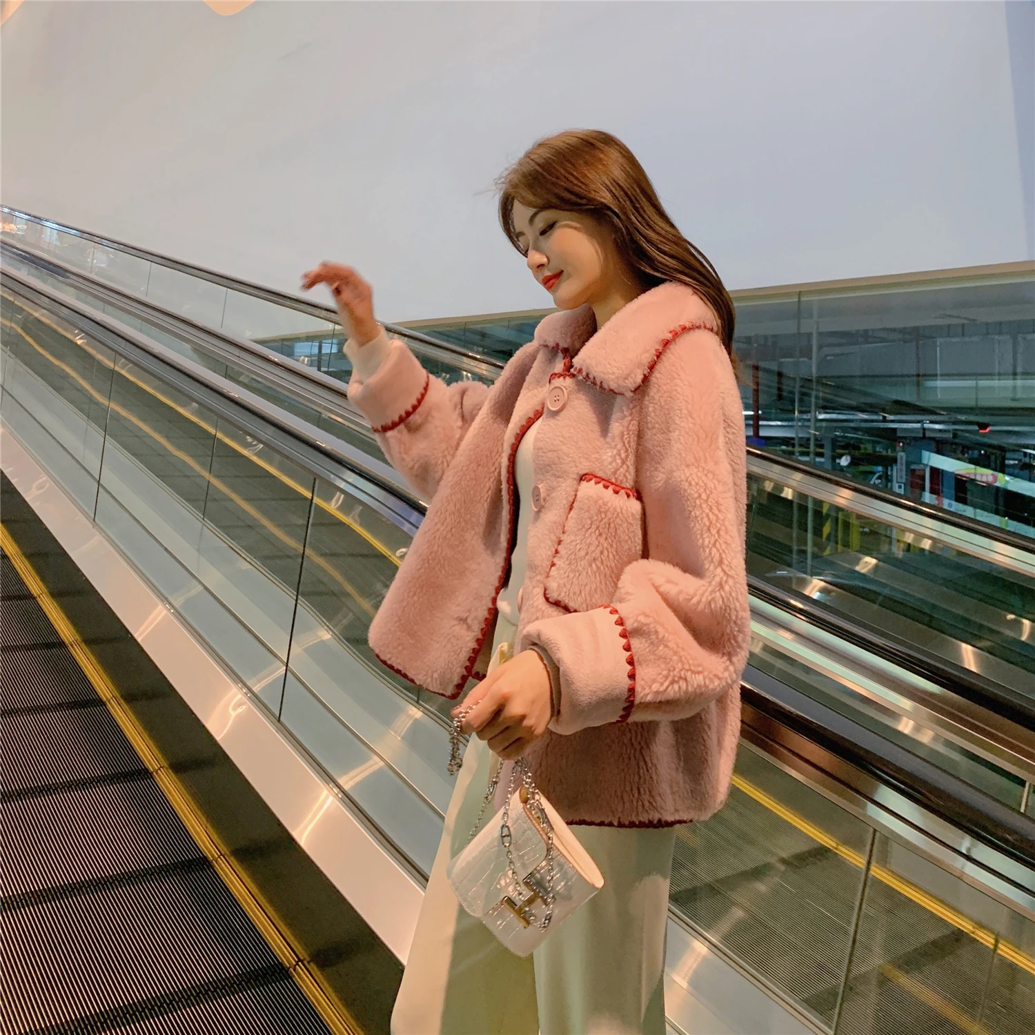 Женское пальто с натуральным мехом осенне-зимняя одежда 2019 Корейская винтажная
