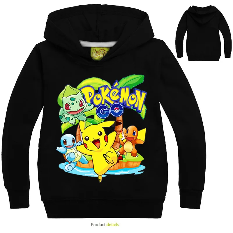 2019 pikachu Children Hooded Kids Boys Clothes pokemon go Girls Clothing For Baby Hoodies | Мать и ребенок