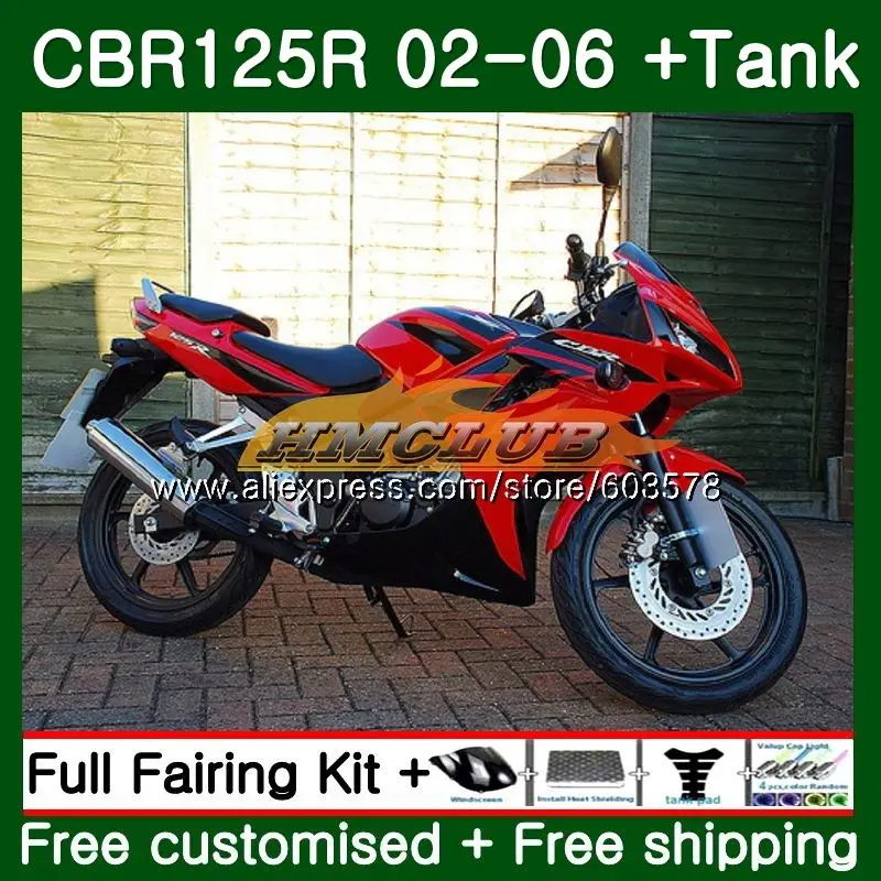 Комплект кузова для HONDA CBR125R 2002 2003 2004 2005 2006 Красный Черный 84CL.50 CBR125RR CBR 125R 125CC 02 03 04 05