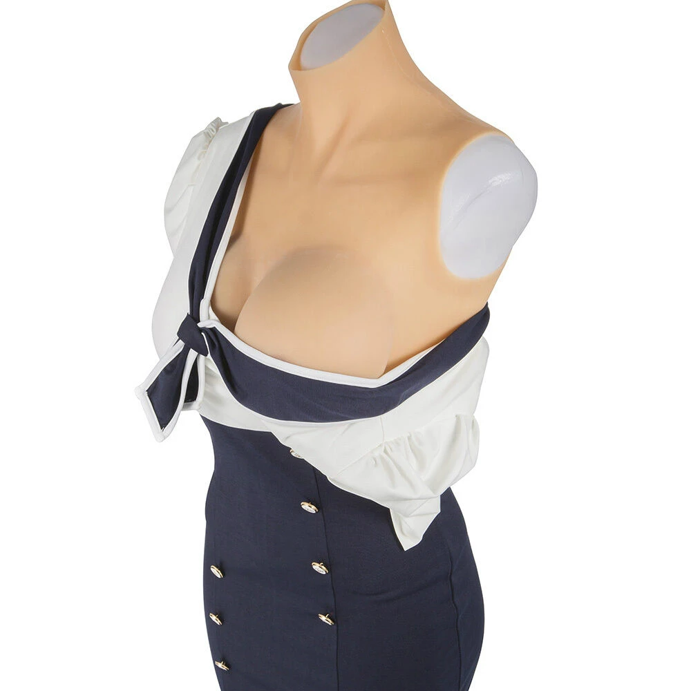 

Silicone Breast Forming G Cup Artificial Chest Turtleneck Sleeveless Tights Vest Soft Fake Boobs for CD Crossdress Transsexual