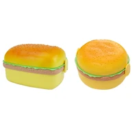 hamburger shape lunch box double layer cute burger bento box lunchbox children school food container spoon fork set