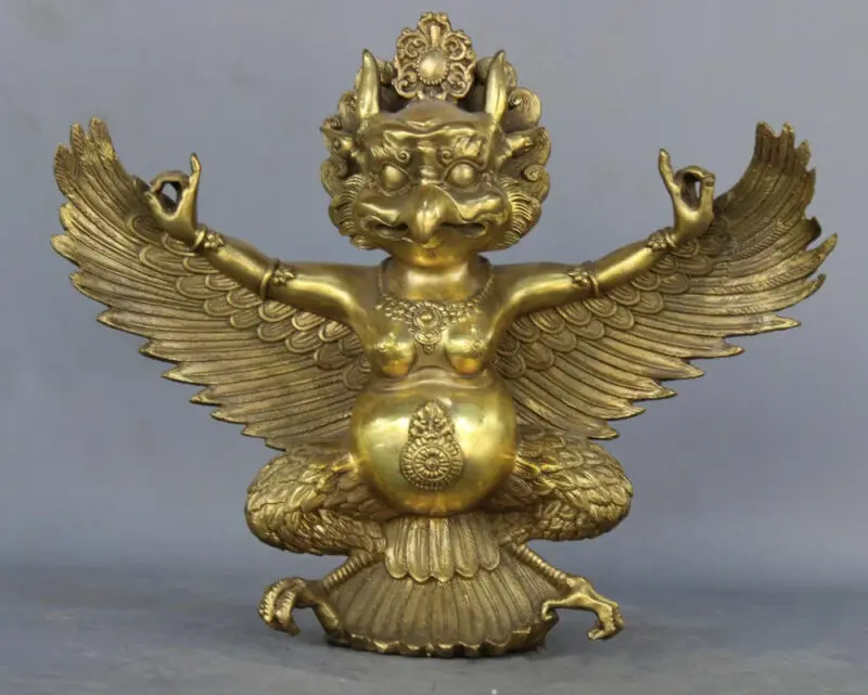 

Chinese Archaize Collection Copper Gold Lucky Auspicious Divine Bird Statue