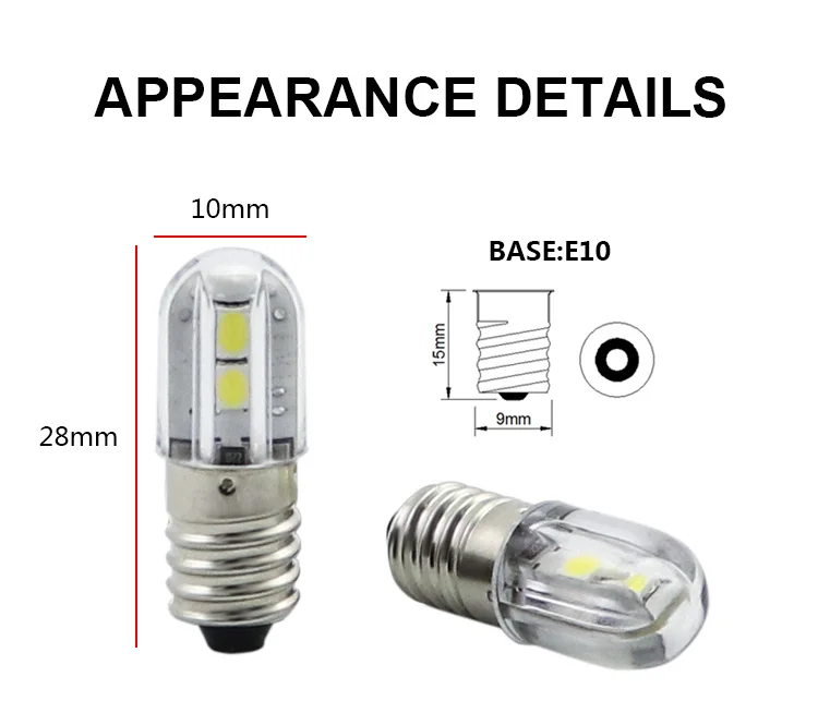 AMYWNTER E10 Ba9s led T4w 1w индикатор светильник лампочка 6,3 V 12V 24V 48V 60V 120V 230V 1W 2835 4SMD