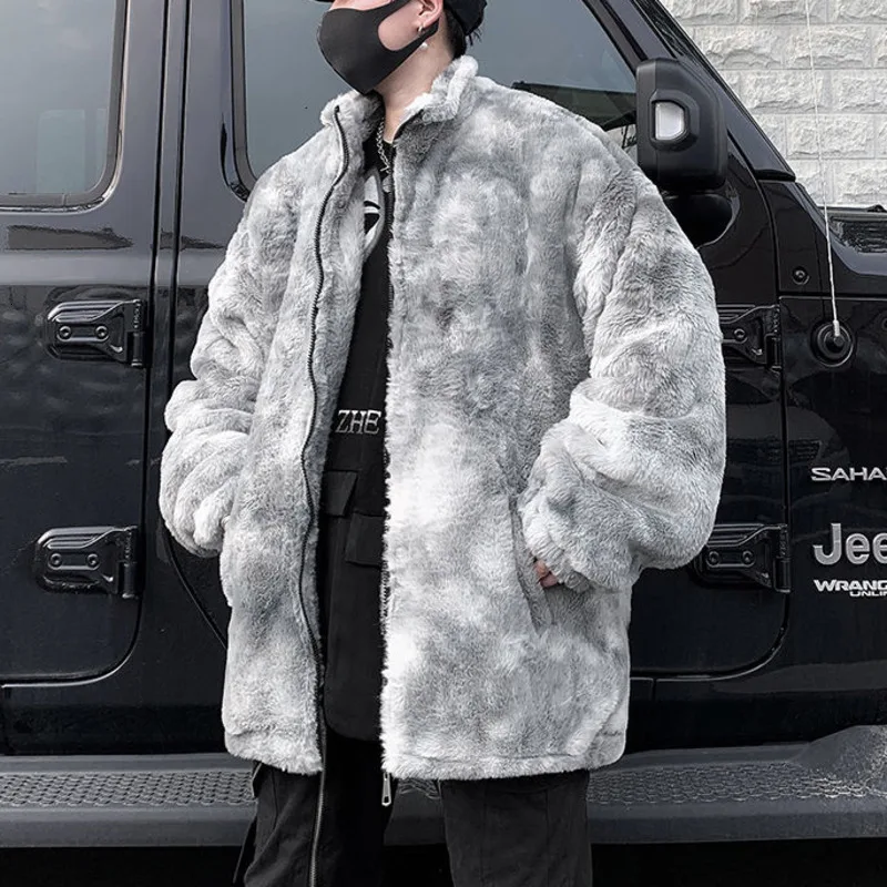 

Neploha 2021 новая зимняя повседневная мужская парка овечьей шерсти с градиентом серого цвета уличная одежда корейские свободные мужские куртки...