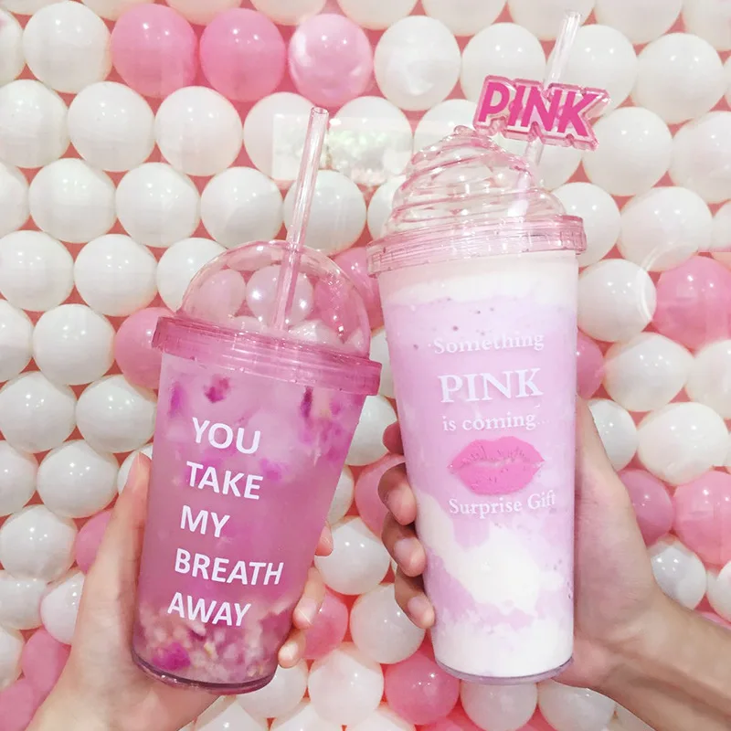 640 мл розовый Мороженое витой Крытая диспенсер для охлажденных напитков Кофе