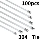 100 шт. 304 # Нержавеющаясталь кабельные стяжки 4,6 мм Heavy Duty самоблокирующаяся застежка-молния кабеля галстуком-бабочкой многоцелевой металлический вытяжной Обёрточная бумага блокировки Галстуки