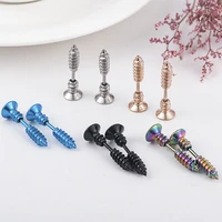 5 colors stud earrings1 pair punk style stainless steel men women ear jewelry rock gothic unisex piercing earring wholesale