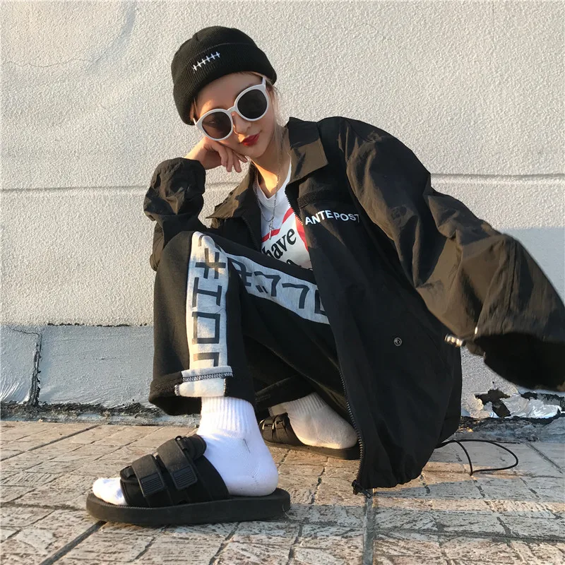 

elastic waist Capris pockets solid straight loose casual style spring autumn ins Harajuku Women's Clothing pants fashion brand