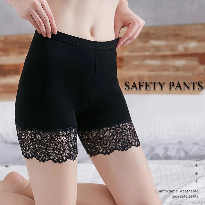 

Women Safety Shorts Pants Seamless Nylon High Waist Lace Panties Seamless Anti Emptied Boyshorts Pants Girls Slimming Underwear