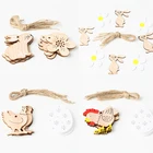 8 шт., пасхальные яйца, украшения для дома, пасхальные кролики, деревянные поделки, DIY орнамент, висячая бирка, деревянные кролики, пасхальный декор