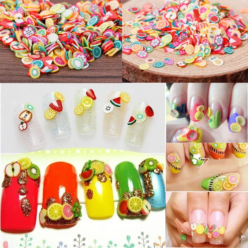 1800Pcs 3D Colorful Tiny Fruit Sequins Soft Pottery Patch Polymer Nail Art DIY Stage Wedding Party Home Decor Accessories - купить по