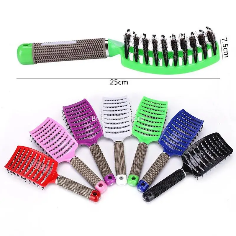 

7 Colors Hair Scalp Massage Comb Bristle Nylon Brushy Hairbrush Wet Curly Detangle Hair Brush Demelante Brush Hairbush