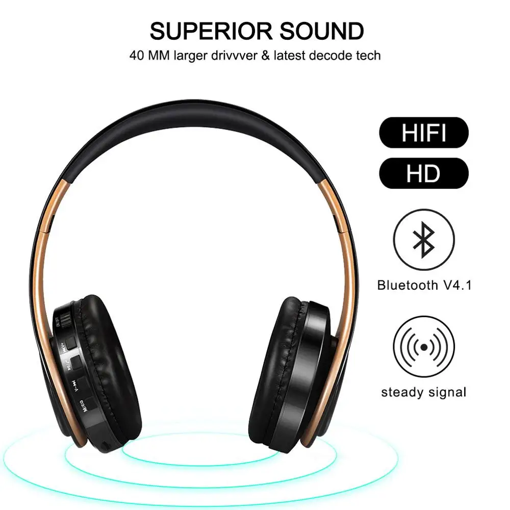 Беспроводные Bluetooth наушники Tourya басовая стереогарнитура складные регулируемые с