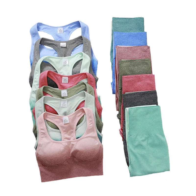 Женский бесшовный комплект для йоги тренировочная одежда с подкладкой