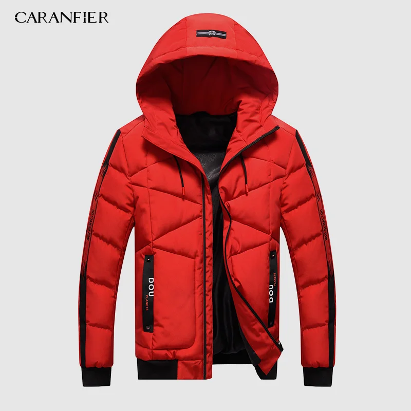 Мужская парка с капюшоном CARANFIER Повседневная теплая приталенная куртка на молнии пальто для зимы 2019|Мужские