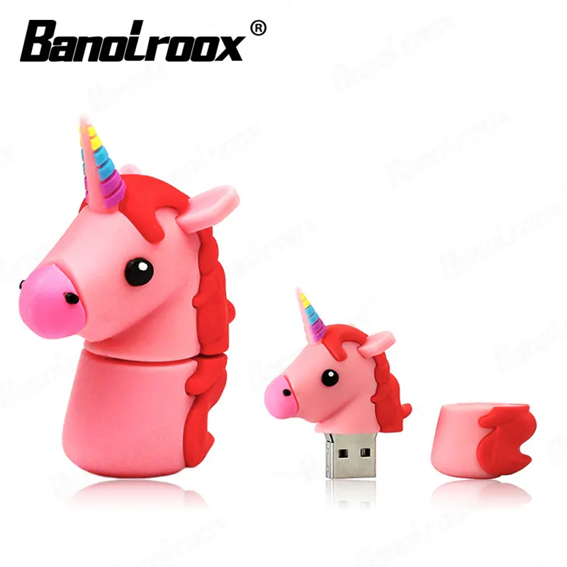 Флэш накопитель с реальной емкостью usb 64 ГБ 32 Милая Конская Флэшка мультяшный
