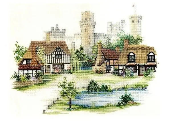 

Cross stitch Handmade 14CT Counted Canvas DIY,Cross-stitch kits,Embroidery Country England Series-Warwickshire Village 48-38