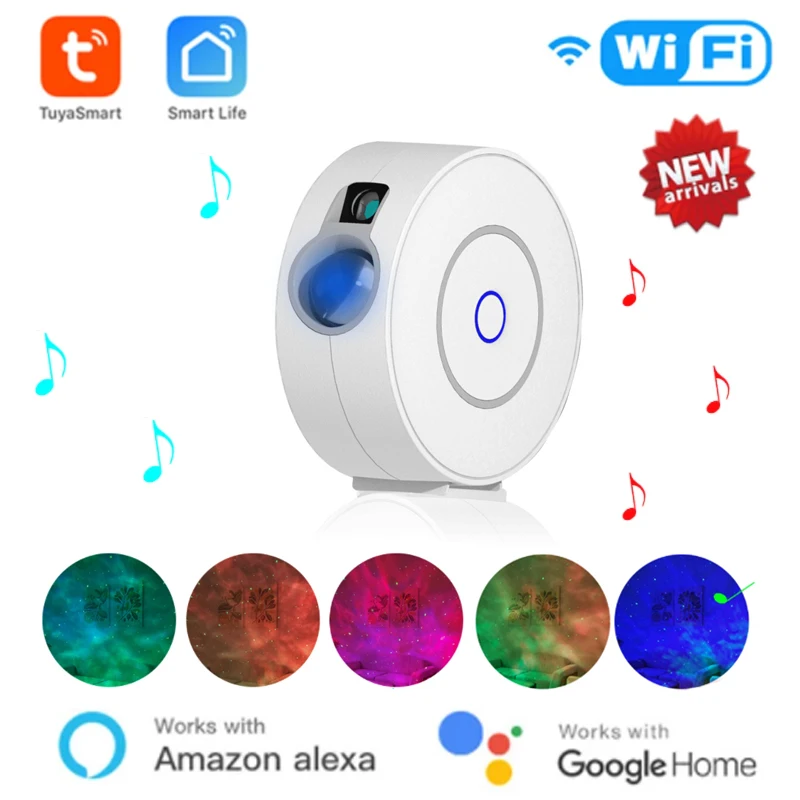 

Умный лазерный проектор Tuya, Wi-Fi проектор со звездным небом, размахивающий ночник, цветное светодиодное приложение, беспроводное управление,...