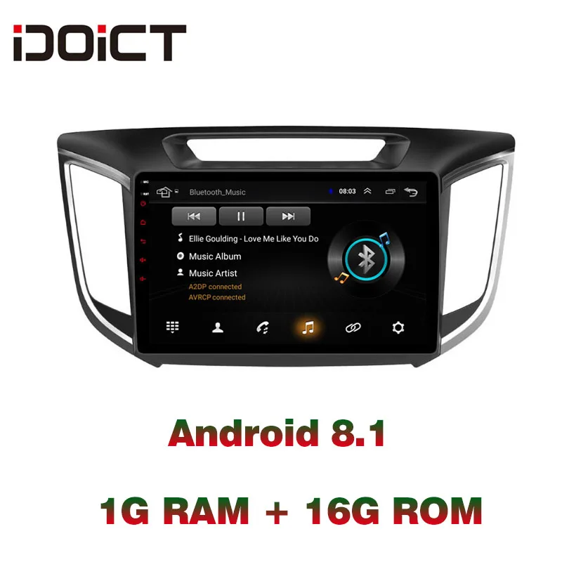 Автомобильный DVD плеер IDOICT Android 8 1 GPS навигация мультимедиа для Hyundai Creta IX25 Радио 2014
