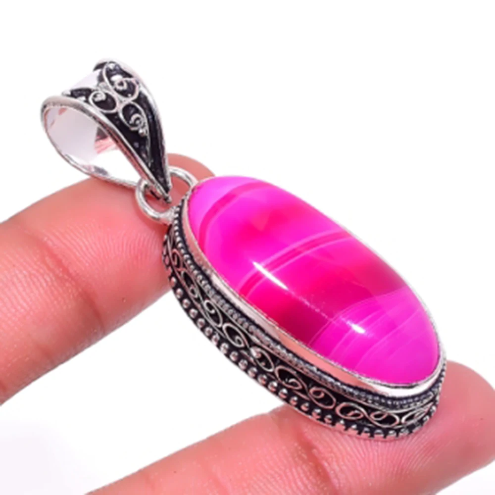 

Botswana Agates Pendant Silver Overlay over Copper , 53 mm, P6770