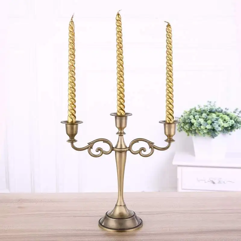 

european decor Candle Holders 3-arms/5-arms Bronze Metal Wedding Candlestick Decoration Candle Stand Light Holder for Home Decor