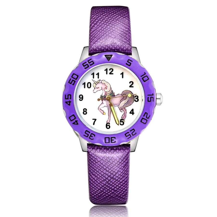 Модные милые детские часы в стиле единорога лошади для детей студентов девочек