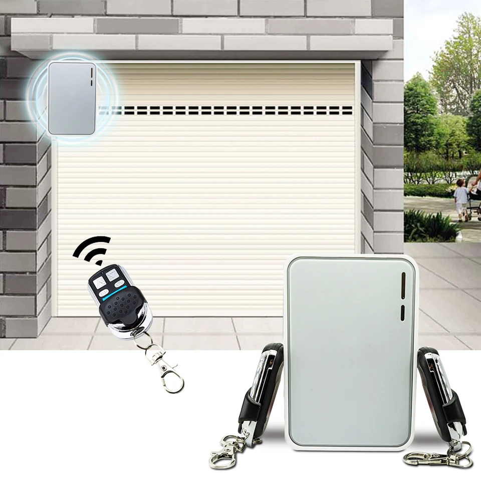 

Newest Wireless Garage Door Controller Tubular Motor Rolling Door Remote Control RF 433mhz Transmitter with 2 remote receivers