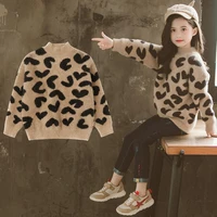 kids baby girls clothes sweaters leopard knitted pullover casual long sleeve childrens tops toddle 3 4 5 6 7 8 9 10 11 12 years