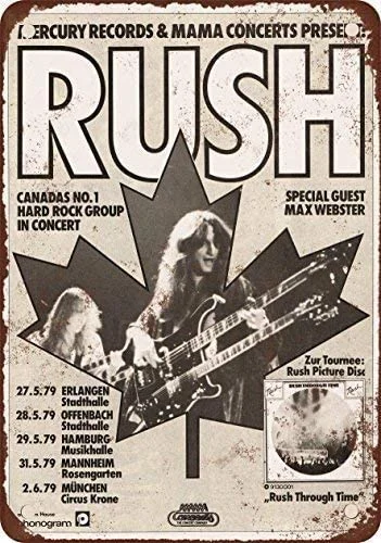 

HAIMAX Metal Signs Garage Decor Bar Personalized Tin Sign 1979 Rush in Germany Vintage Look Reproduction 8X12 Inches