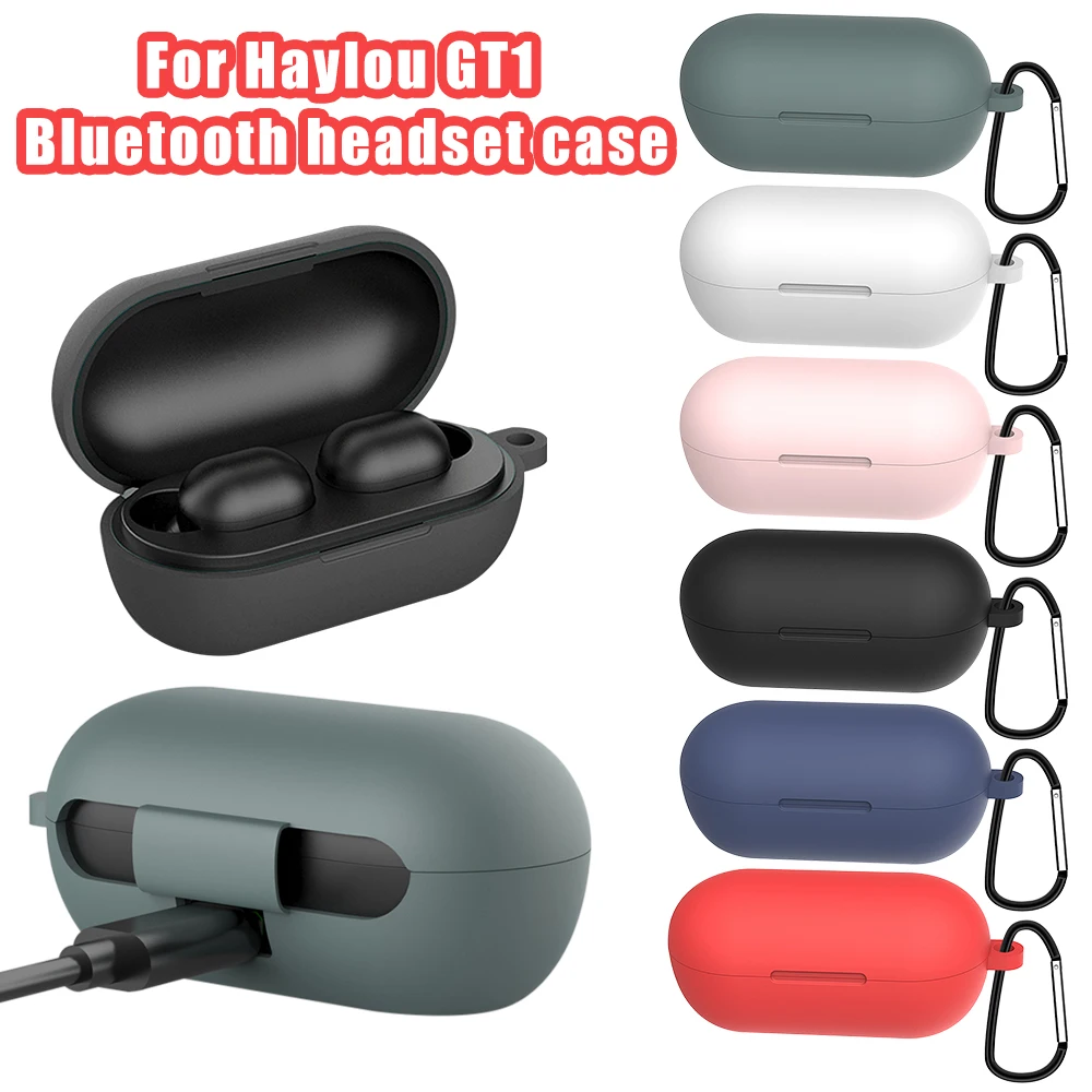 Силиконовый чехол для наушников Haylou GT1 защитный с застежкой против потери