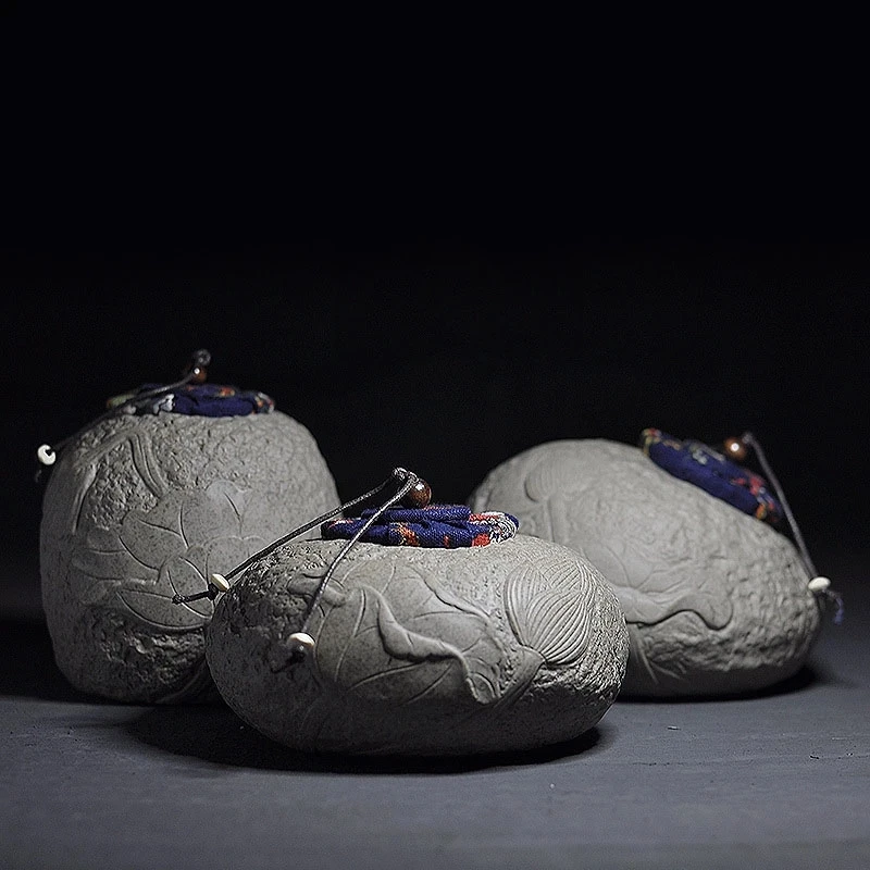 

Imitation Rock Tea Cans Ceramic Tea Jars Japanese Style Tea Caddy Vintage Kung Fu Tea Set Hand Made Storage Containers Pu'er Jar