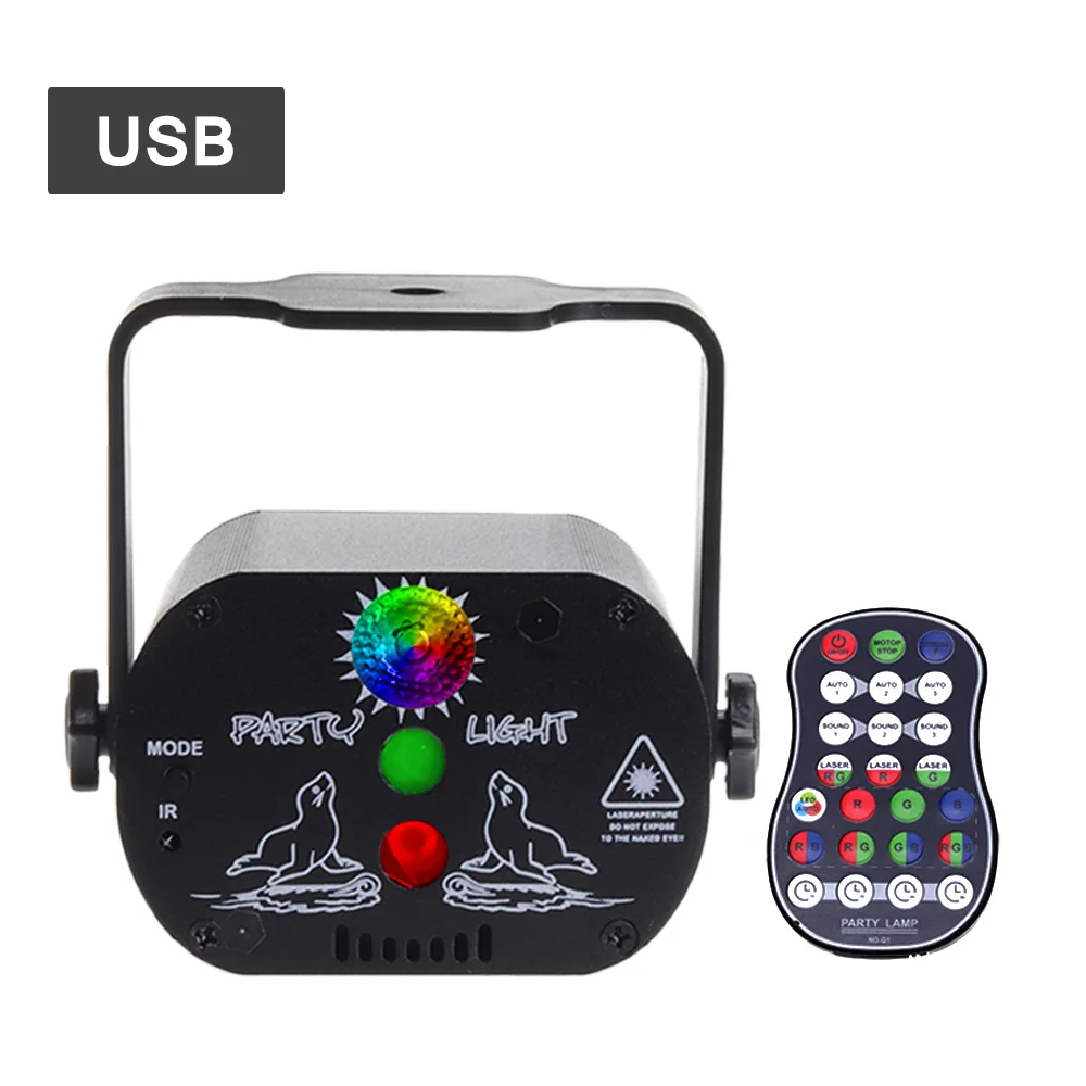 USB Aimkeeg мини USB зарядка DJ диско светильник стробоскоп вечерние сценический светильник ing эффект голосового управления лазерный проектор светильник для танцпола - Цвет: USB