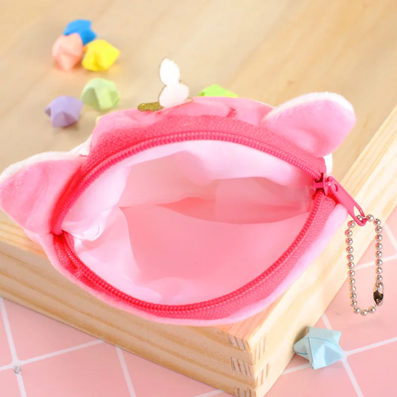 

Women girls plush coin purse unicorn cartoon pattern coin key case ladies children student girls gift pendant toys travel