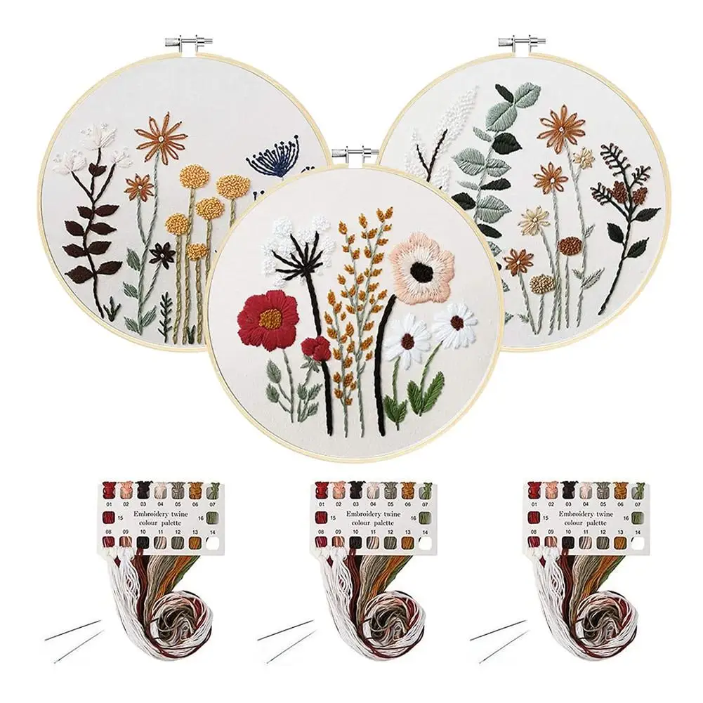 

3 шт. Алмазная вышивка Материал набор «сделай сам» с цветочным узором, Набор для вышивки с вышивкой обруч