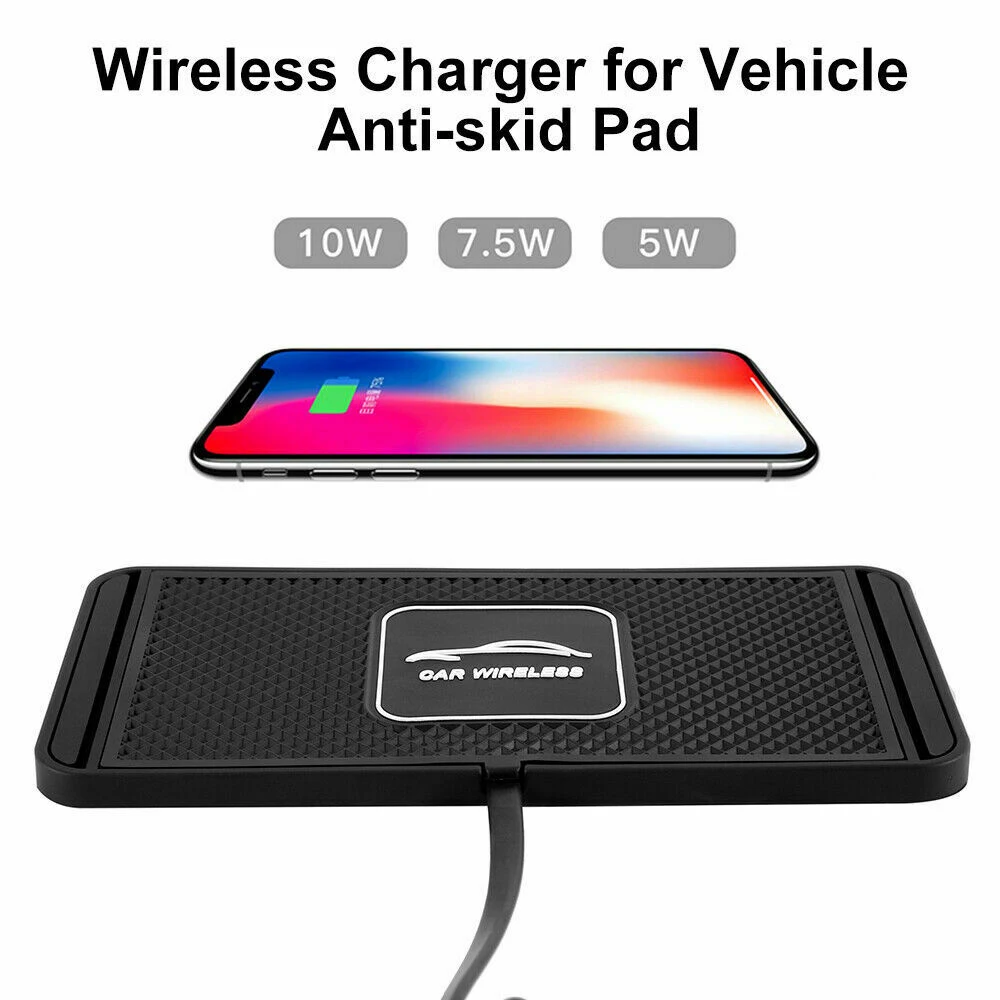 

10W Non-slip Silicone Mat Car Dashboard Holder Stand Fast Charging Qi Wireless Charger Dock Station Pad for iPhone Samsung