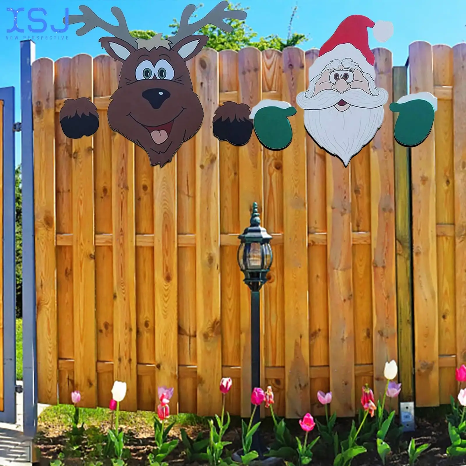 

3Pcs Christmas Ornament Santa Claus Reindeer-Santa Claus Fence Peeker Christmas Decor Outdoor Festivity To The Occasion 2022