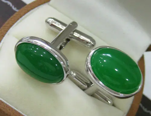 Natural Oval Agate / Emerald Gems Cufflinks Wedding Party Men Shirt Cuff Links | Украшения и аксессуары