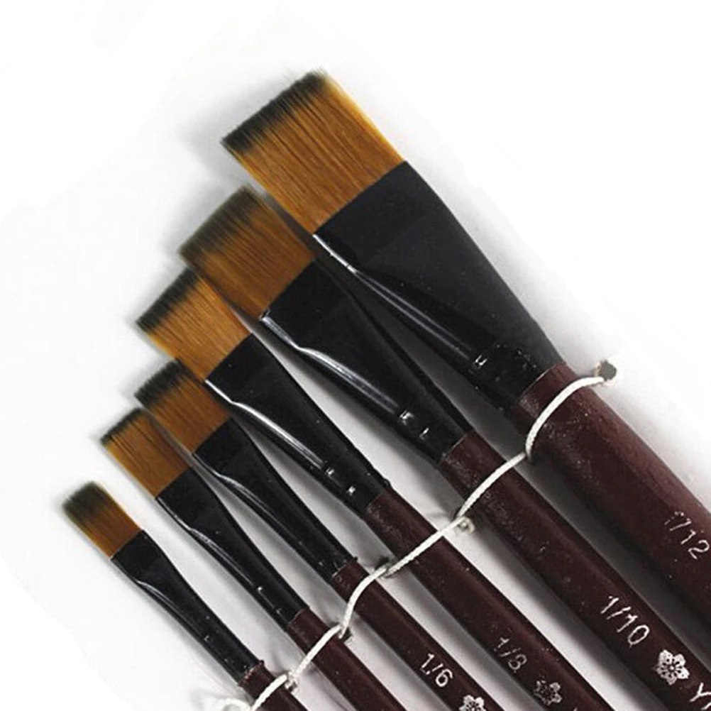 

6Pcs/Set Nylon Hair Acrylics Art Paint Brush Different Size Watercolor Oil Painting Brush Set