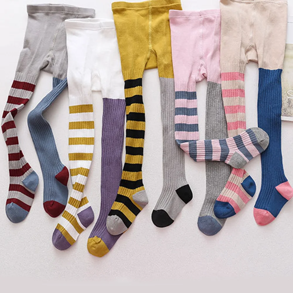 Новинка колготки для маленьких девочек Длинные асимметричные полосатые