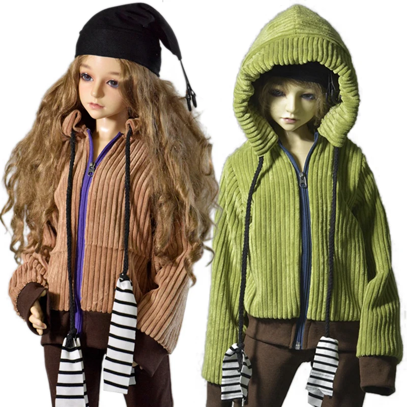 

Dolls Sport Coat Clothes With Zipper Suit For 1/3 1/4 1/6 BJD YSD MSD Doll, Fashion Green Dress Up Sweater Winter Doll Clothing
