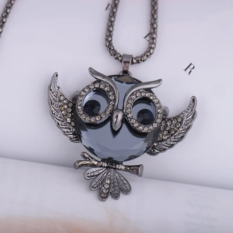Модное ретро ожерелье с подвеской в виде совы цепочка для свитера ювелирные